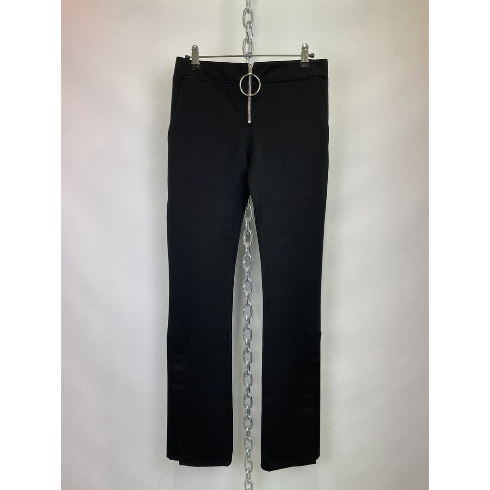 Paco‎ Rabanne Black Wool O Ring Zipper Straight Leg Pants